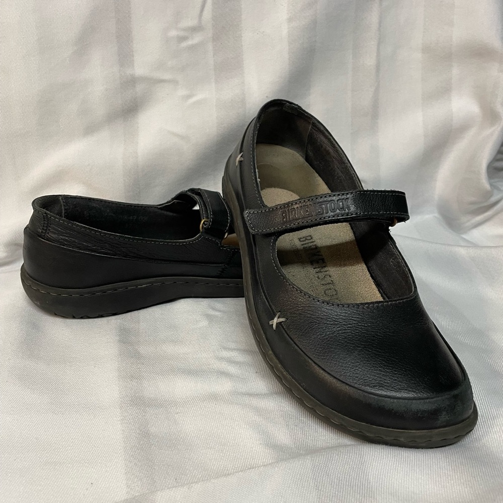 Womens Birkenstock Mary Jane Iona black leather shoes